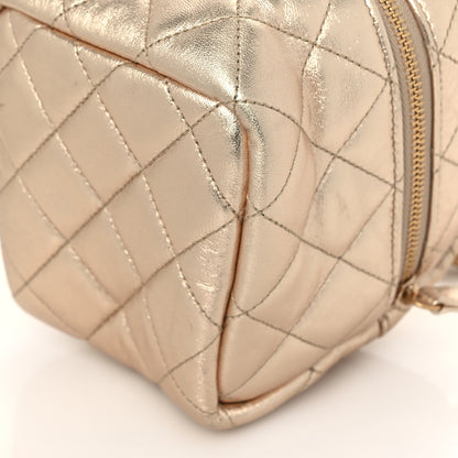 Chanel Metallic Lambskin Quilted Cube Chain Wristlet Case Gold 8 of 8