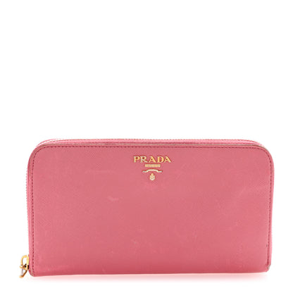 Prada Saffiano Metal Zip Around Wallet Ibisco 1 of 9