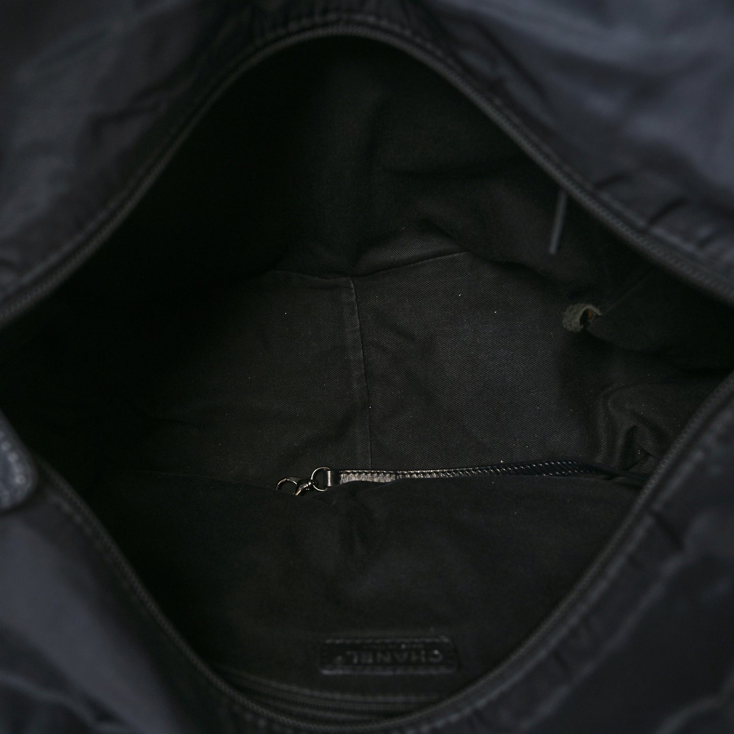 Nylon Calfskin Paris New York Tote Bag Black