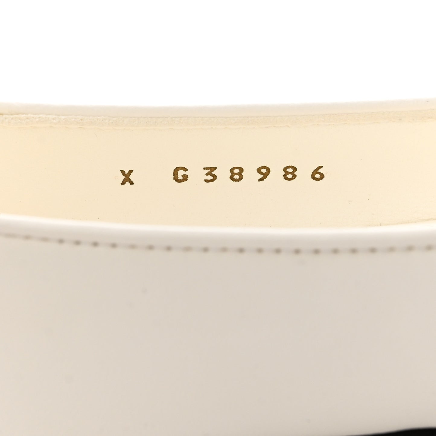 Lambskin Patent Calfskin Cap Toe Ankle Chain Ballerina Flats 36 White Black