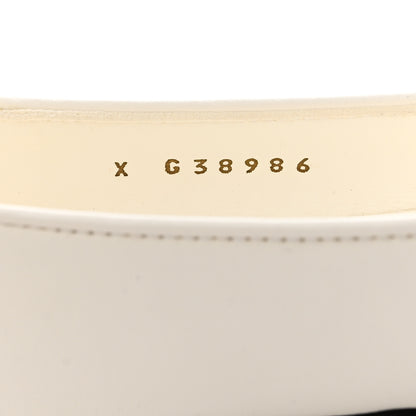 Chanel Lambskin Patent Calfskin Cap Toe Ankle Chain Ballerina Flats 36 White Black 7 of 9