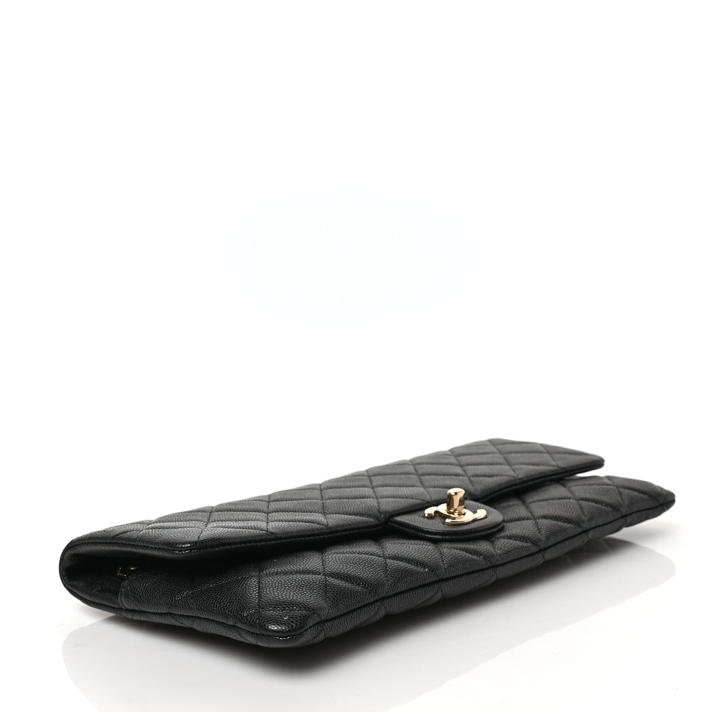Caviar Quilted Flap Clutch Black
