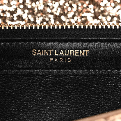 Saint Laurent Glitter Galactica Monogram Chain Wallet Platino 5 of 8