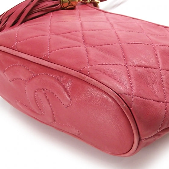 Chanel Vintage Suede Tassel CC Shoulder Bag Pink 5 of 11