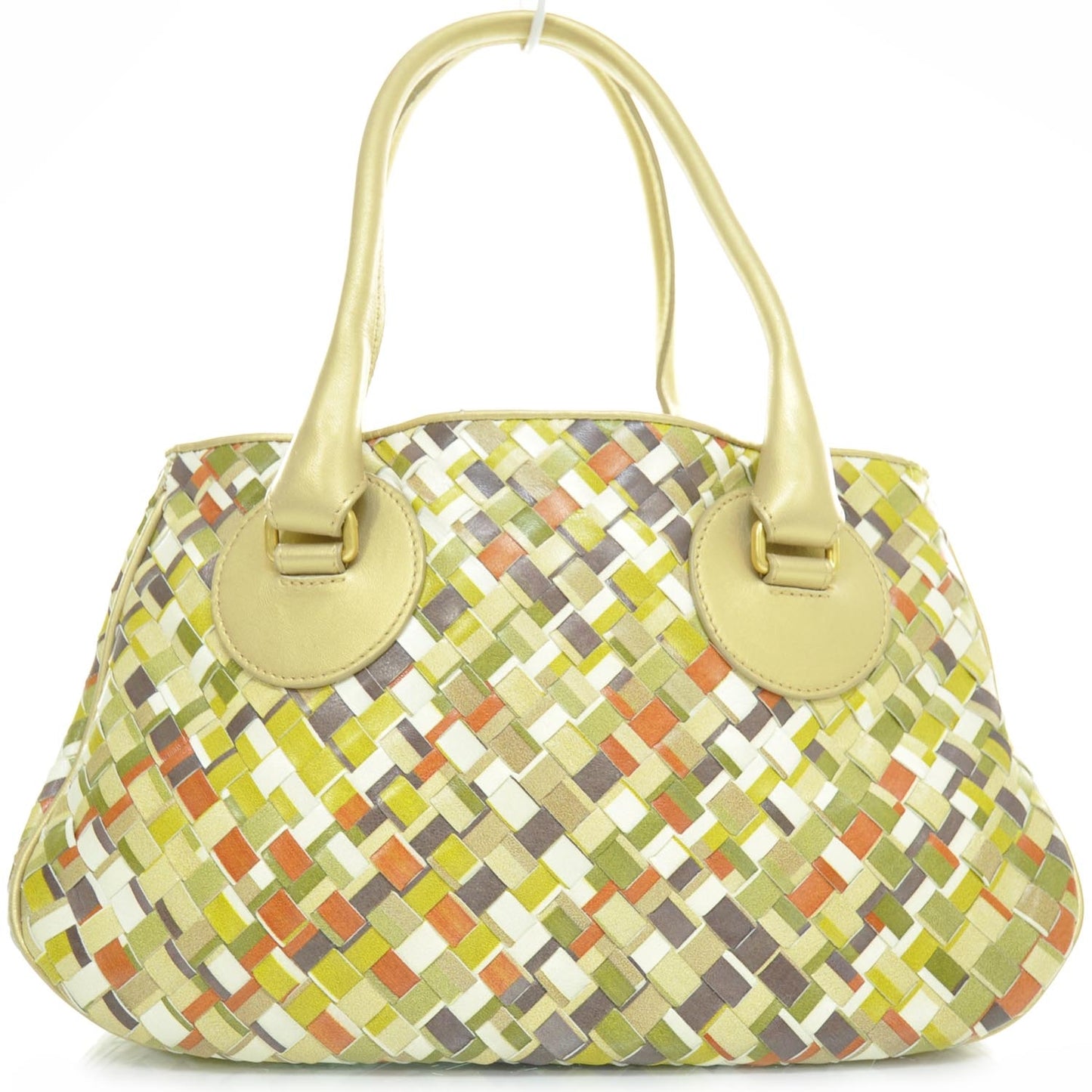 Woven Leather Satchel Multicolor
