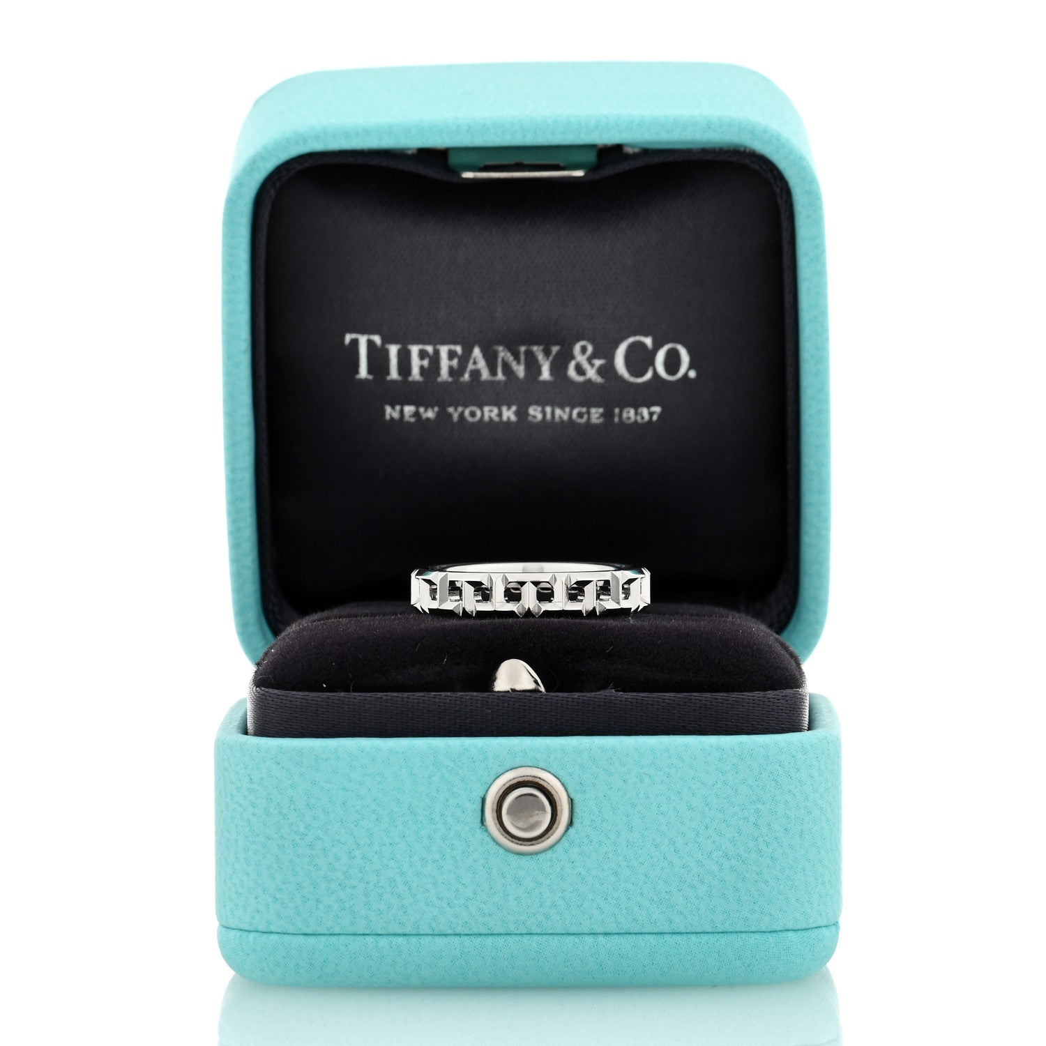 Tiffany 18K White Gold T True Narrow Band Ring 48 4.5 5 of 5