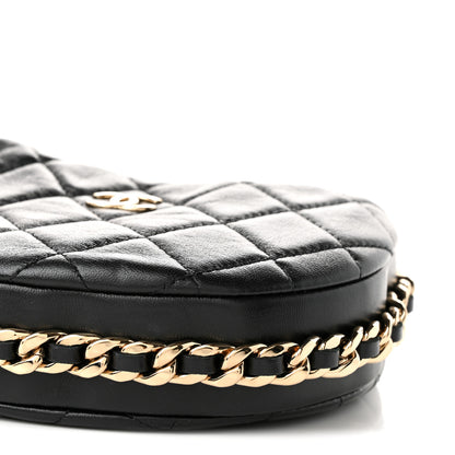 Chanel Lambskin Quilted Chain Around Pouch Hobo Black 9 of 9