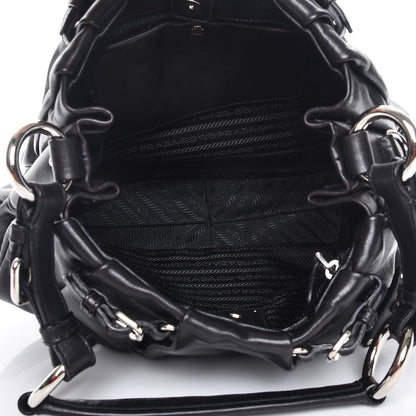 Prada Soft Calf Pleated Hobo Nero Black 5 of 8