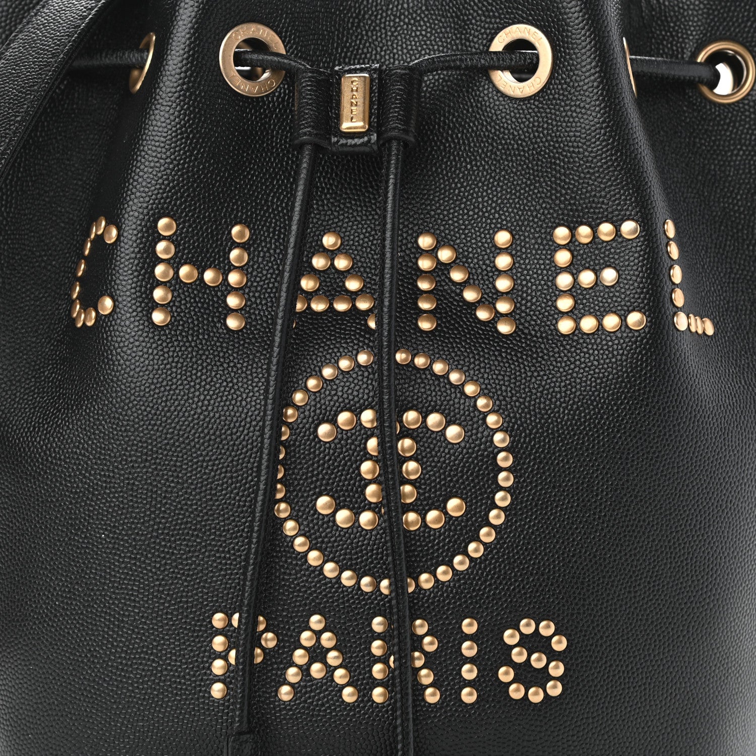 Chanel Caviar Deauville Drawstring Bucket Bag Black 8 of 10