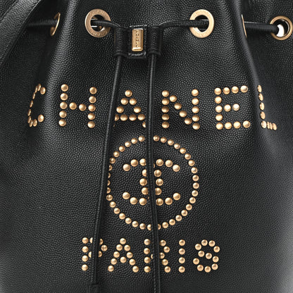 Chanel Caviar Deauville Drawstring Bucket Bag Black 8 of 10