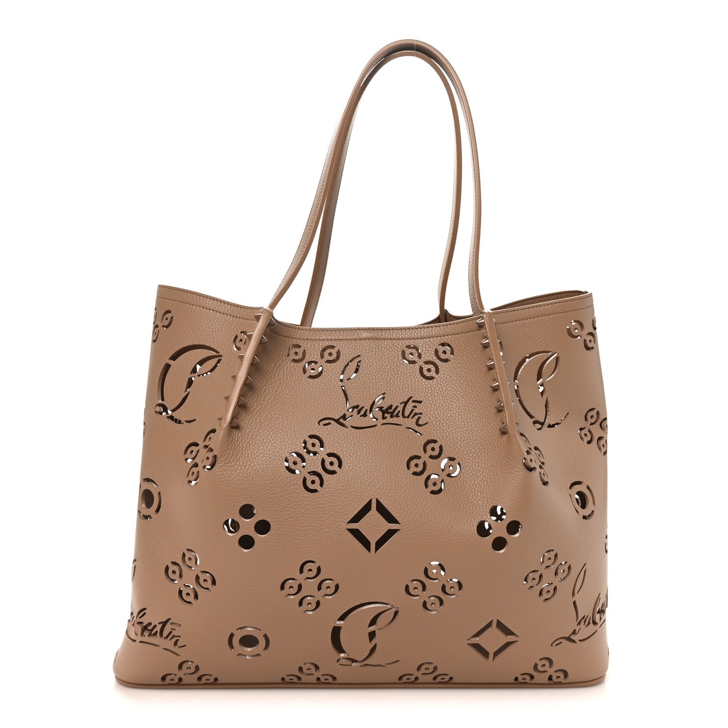 Calfskin Perforated Loubinthesky Large Cabarock Spikes Tote Roca