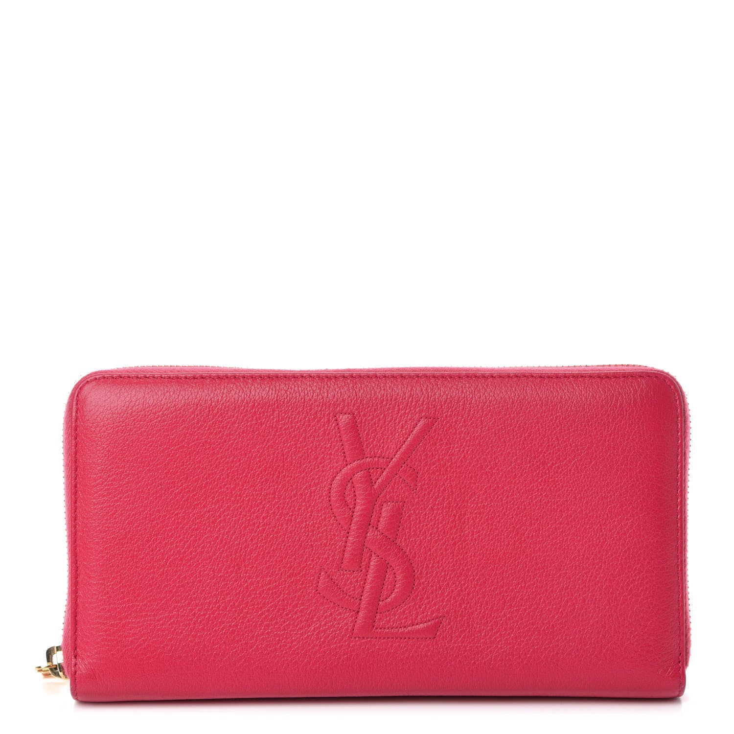Saint Laurent Chevre Belle De Jour Zip Around Wallet Fuchsia 1 of 7