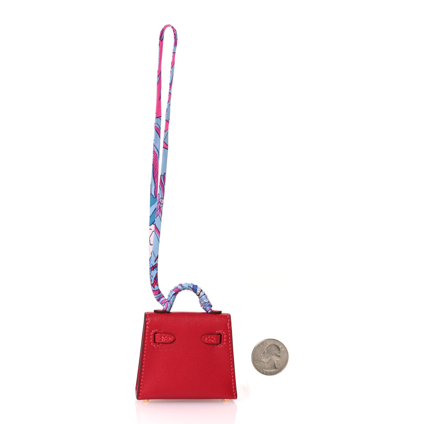 Tadelakt Mini Kelly Twilly Bag Charm Rouge Vif