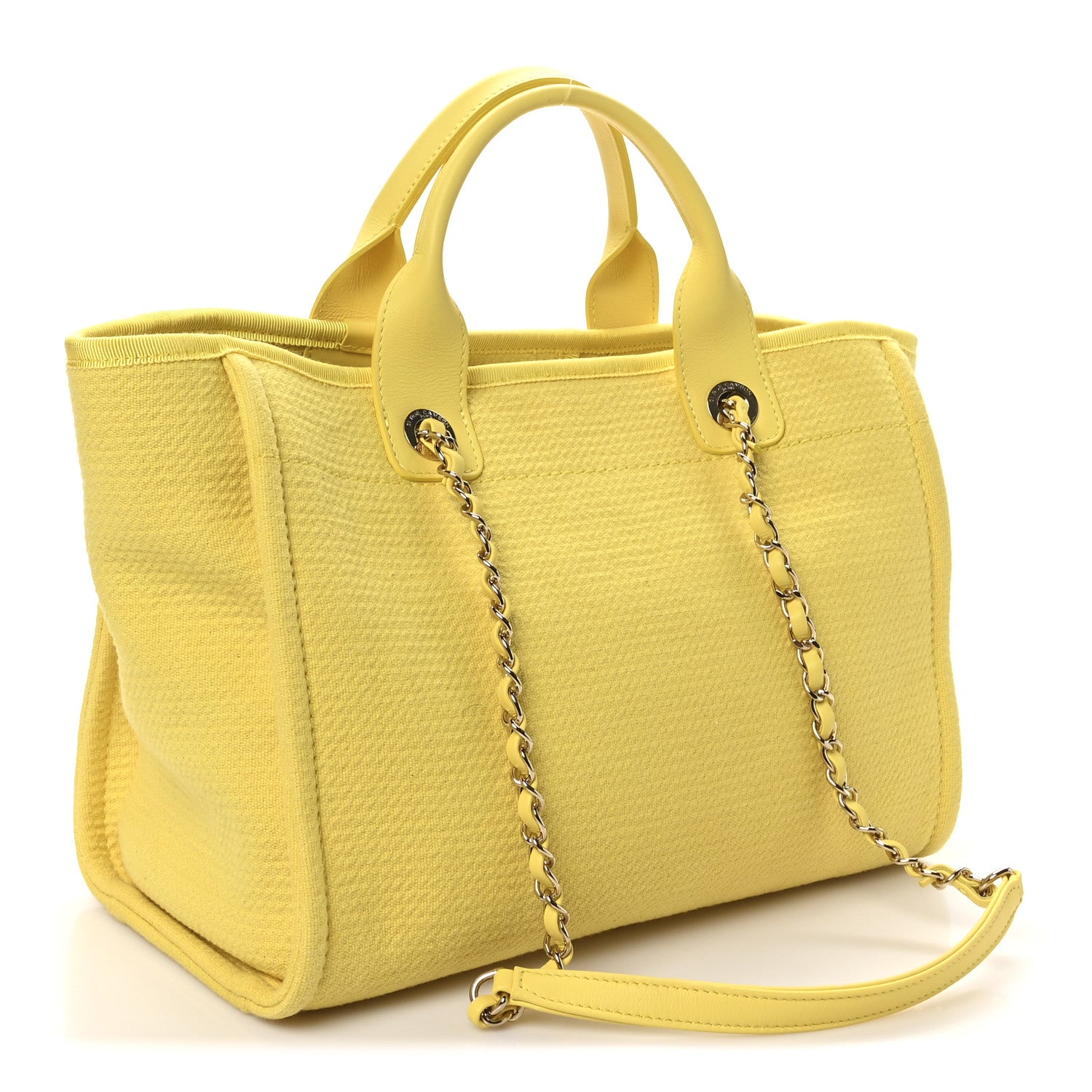 G*フ様 再出品！付属品付CHANEL yellow2wayバッグ Chanel Mixed Fibers Small Deauville Tote Yellow 1762349 – FASHIONPHILE
