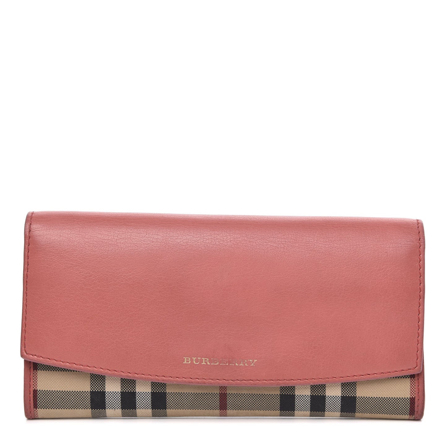 Calfskin Horseferry Check Porter Continental Wallet Coral Pink