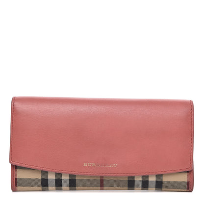Burberry Calfskin Horseferry Check Porter Continental Wallet Coral Pink 1 of 14