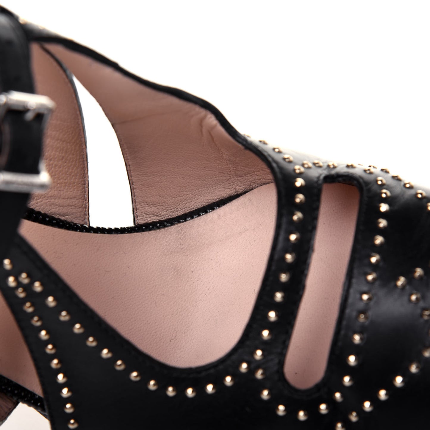 Calfskin Studded Chameleon Block Heel Pumps 38 Black