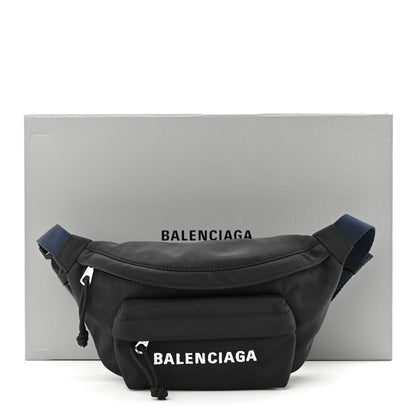 Balenciaga Sport Nylon Logo Embroidered Wheel Belt Bag Black White 10 of 10