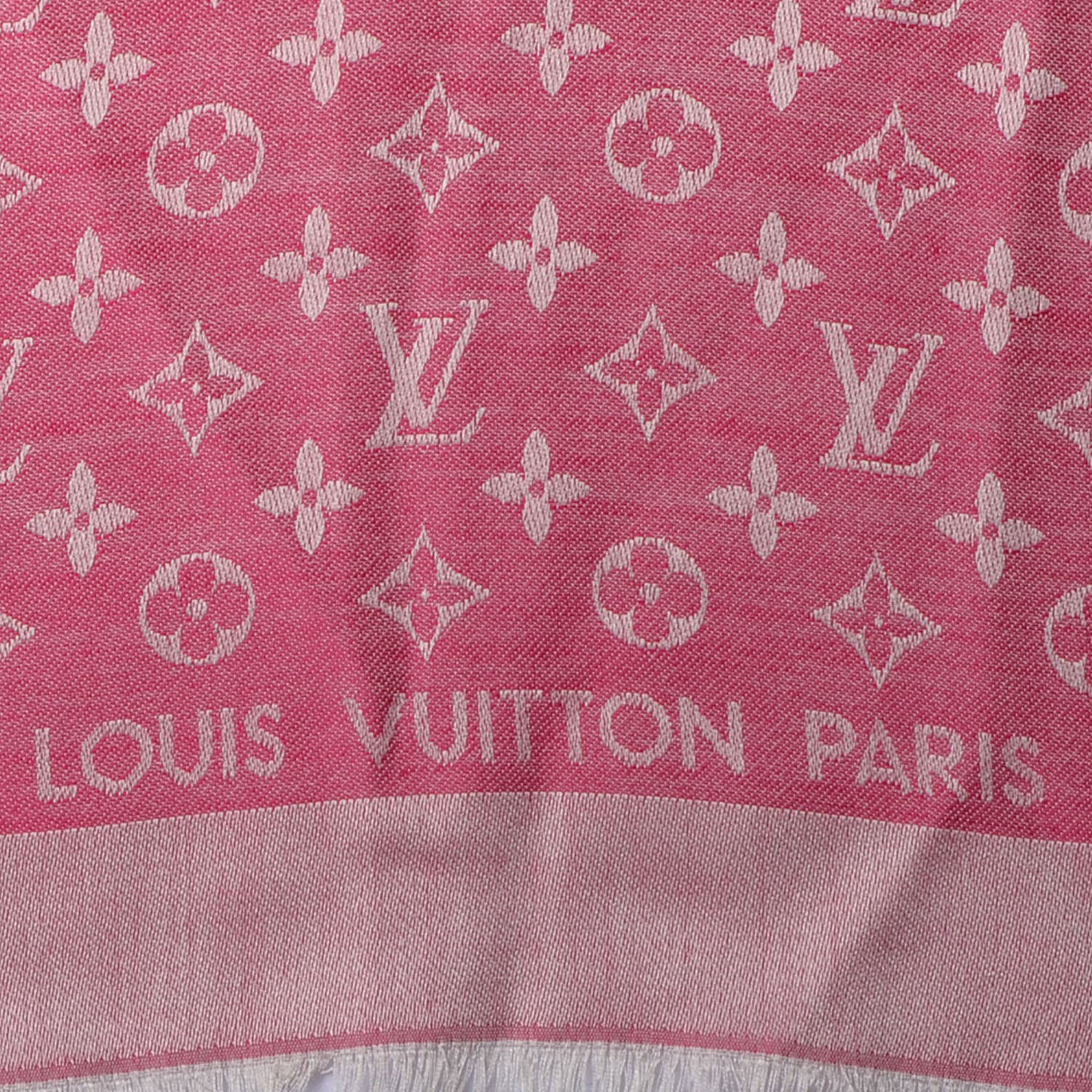 Louis Vuitton Silk Wool Monogram Denim Shawl Pivoine 4 of 5