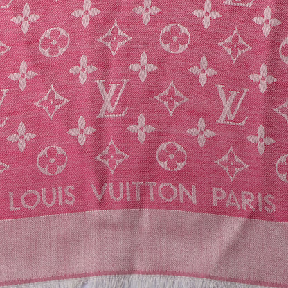 Louis Vuitton Silk Wool Monogram Denim Shawl Pivoine 4 of 5