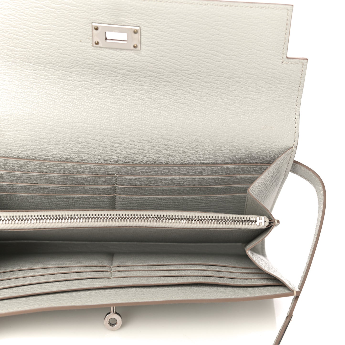Chevre Mysore Kelly Longue Wallet Gris Perle