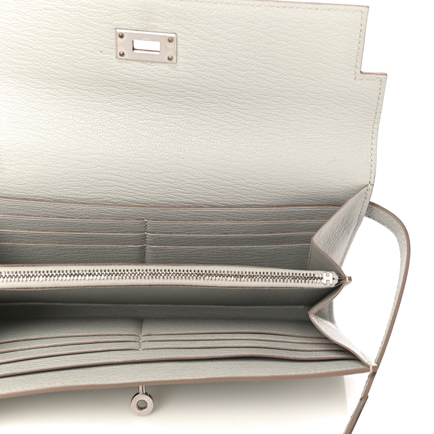 Hermes Chevre Mysore Kelly Longue Wallet Gris Perle 5 of 16