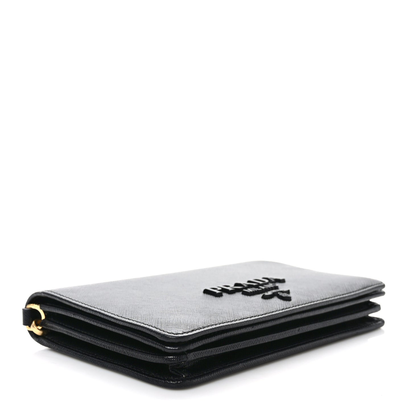 Saffiano Lux Monochrome Chain Wallet Black