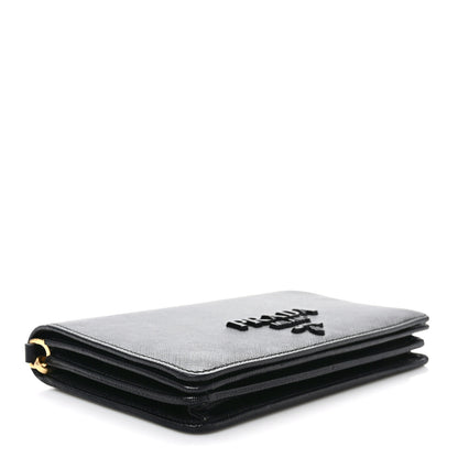 Prada Saffiano Lux Monochrome Chain Wallet Black 4 of 8