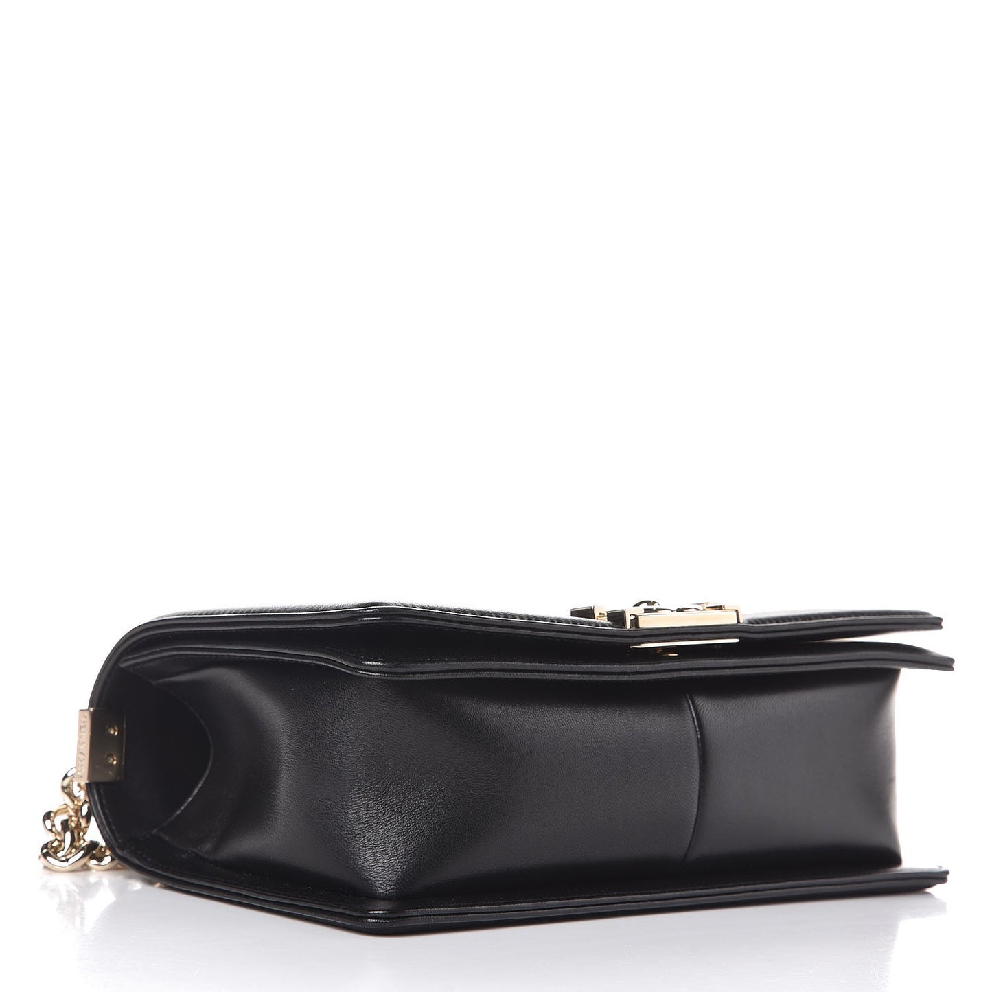 Calfskin Chevron Quilted Medium Boy Flap Black
