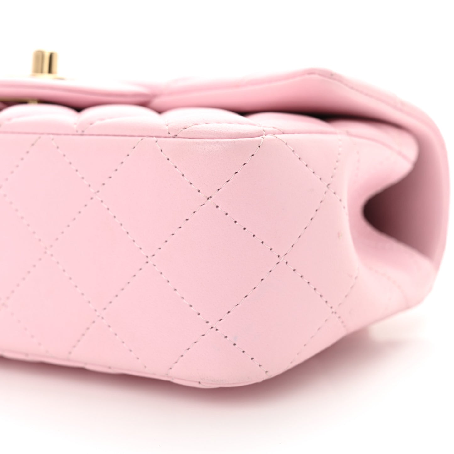 Lambskin Quilted Mini Top Handle Rectangular Flap Light Pink