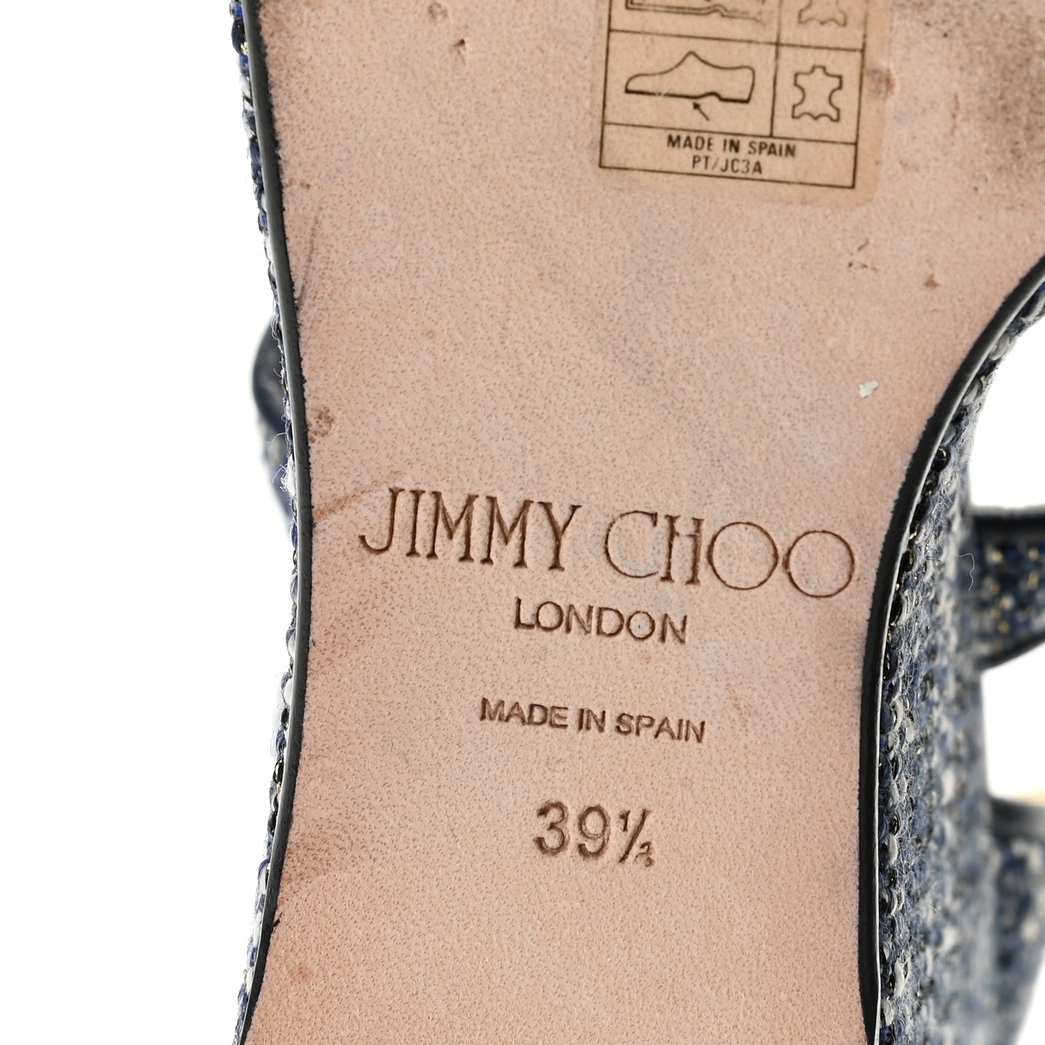 Jimmy Choo Tweed Alanah 105 Wedge Sandals 39.5 Blue 15 of 18