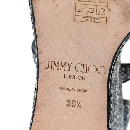 Jimmy Choo Tweed Alanah 105 Wedge Sandals 39.5 Blue 15 of 18