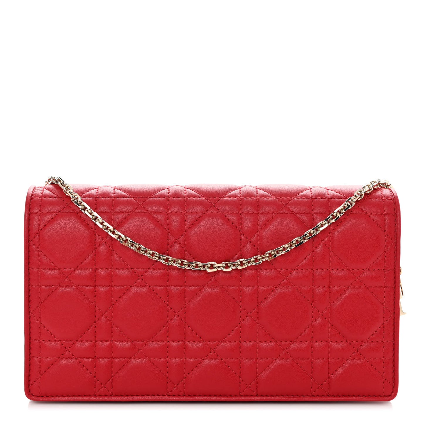 Lambskin Cannage Lady Dior Pouch Red