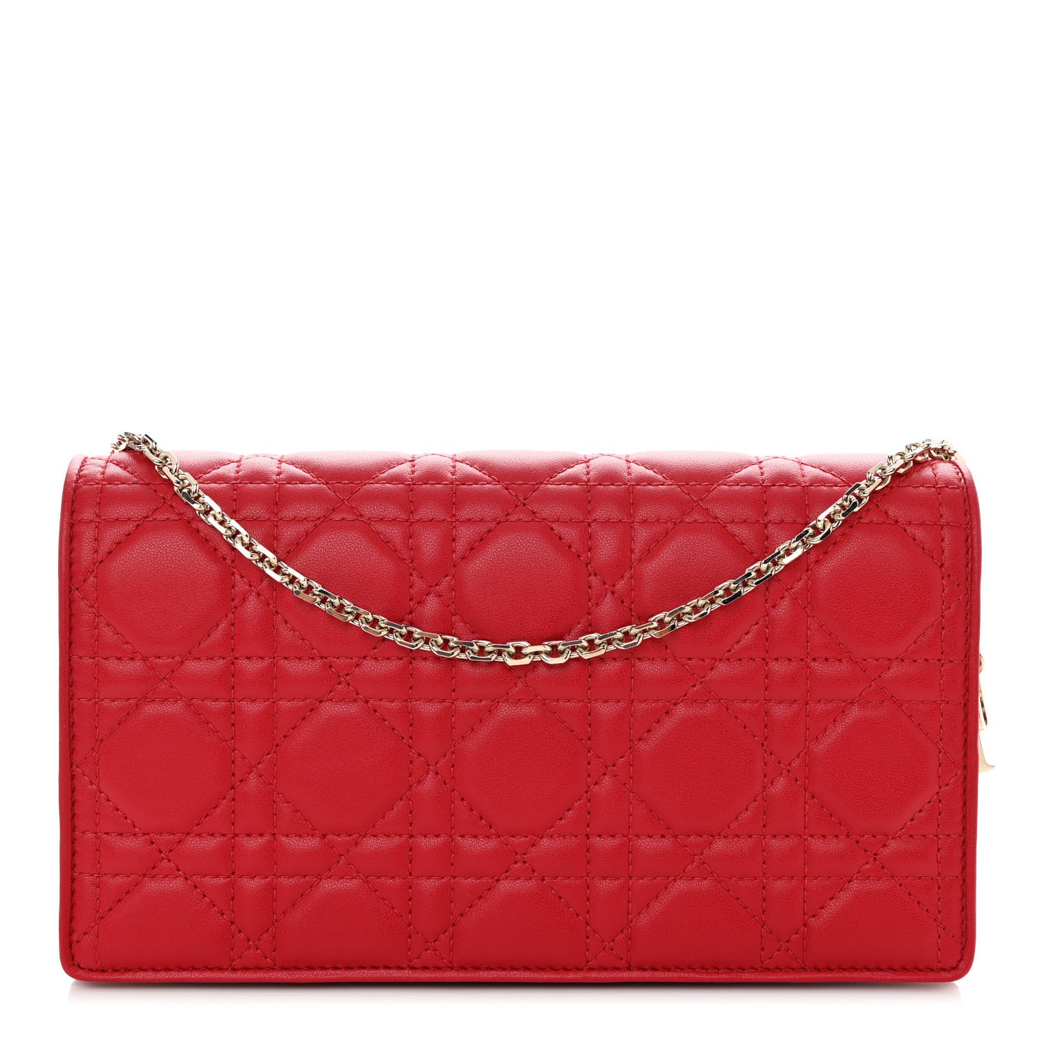 Christian Dior Lambskin Cannage Lady Dior Pouch Red 3 of 10