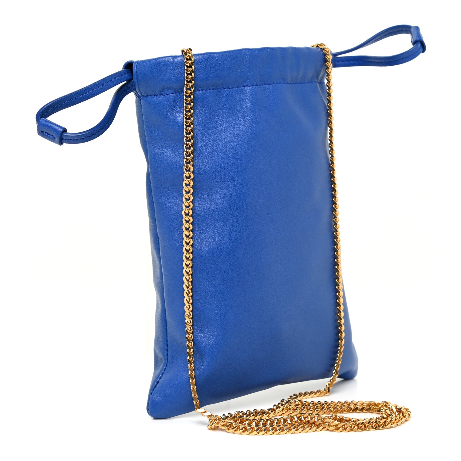 Saint Laurent Lambskin Paris Drawstring Pouch Bleu Majorelle 3 of 10