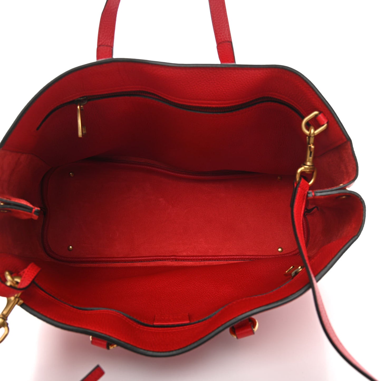 Textured Calfskin Large Bright Bit Tote Red