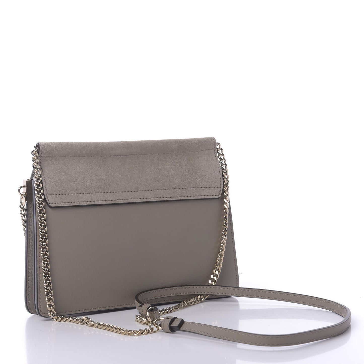 Calfskin Suede Mini Chain Faye Shoulder Bag Motty Grey