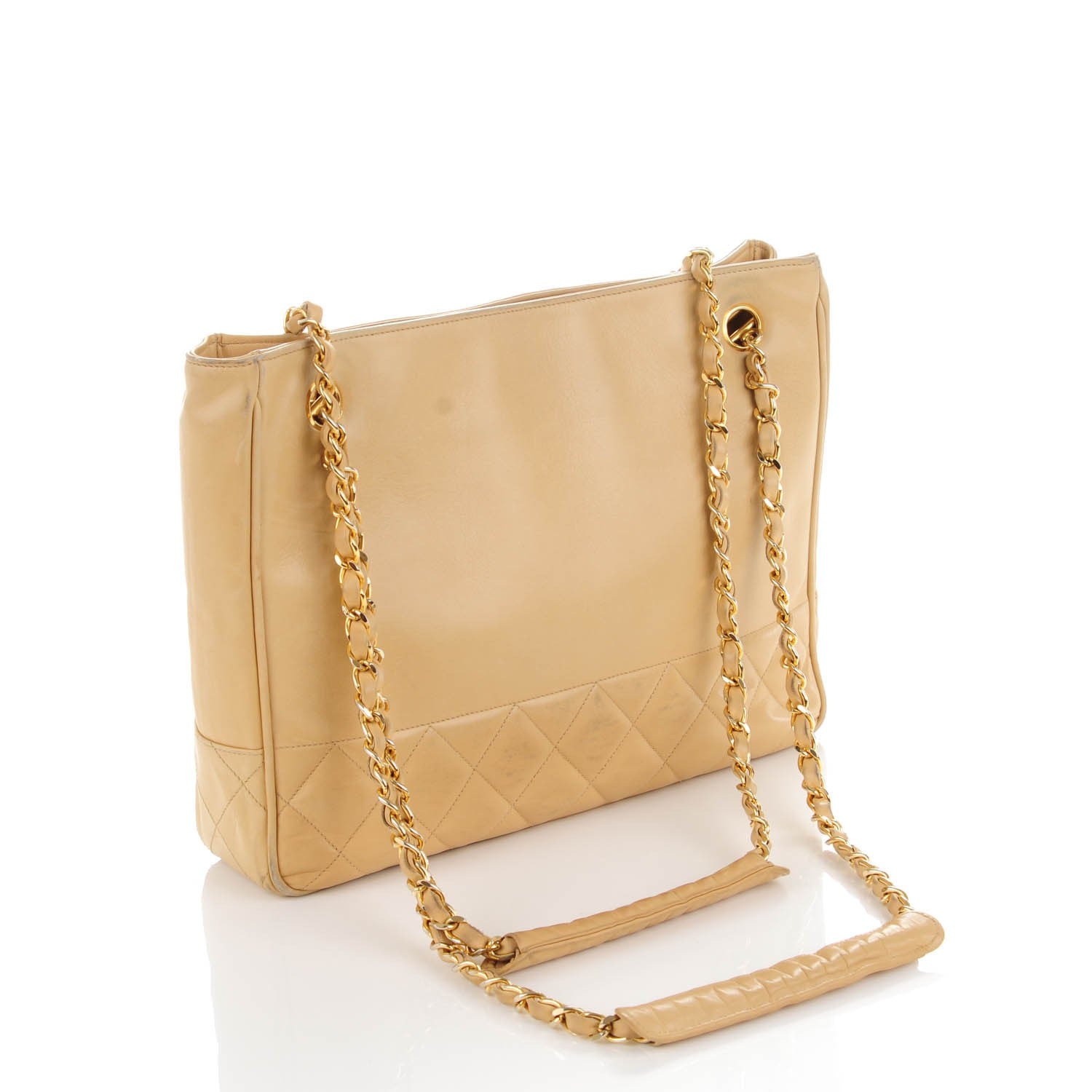 Chanel Lambskin Quilted Shoulder Bag Beige 3 of 12