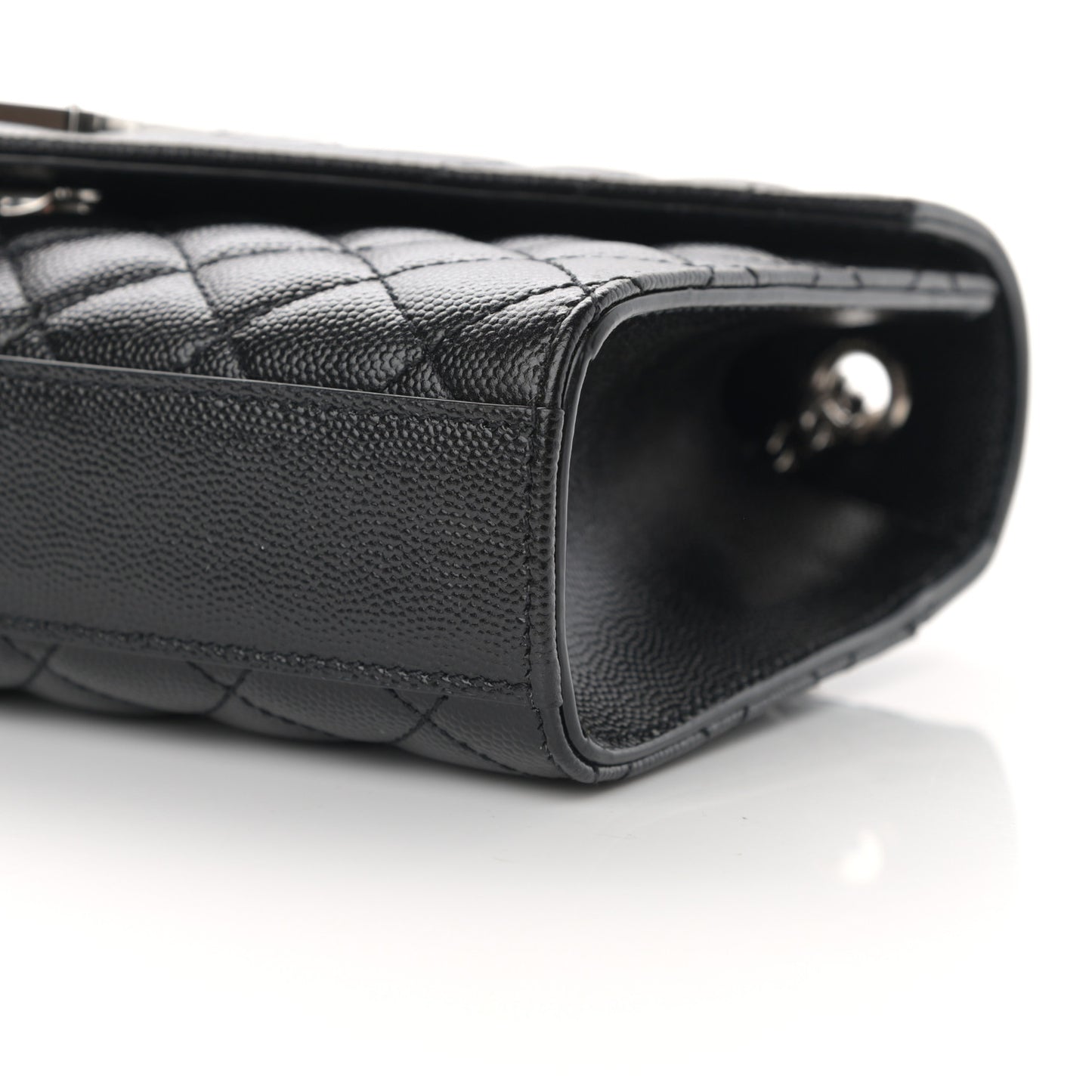 Grain De Poudre Textured Mixed Matelasse Triquilt Small Monogram Satchel Black