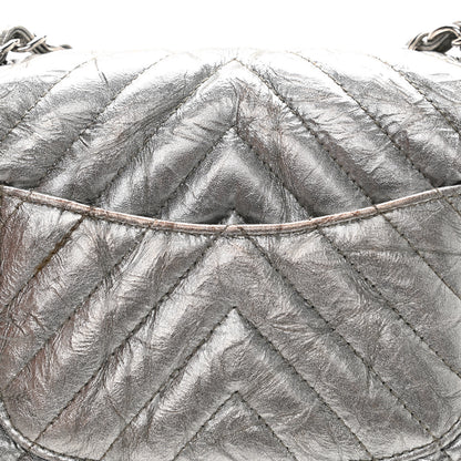 Chanel Patent Metallic Crumpled Calfskin Chevron Quilted Mini Rectangular Flap Silver 14 of 14