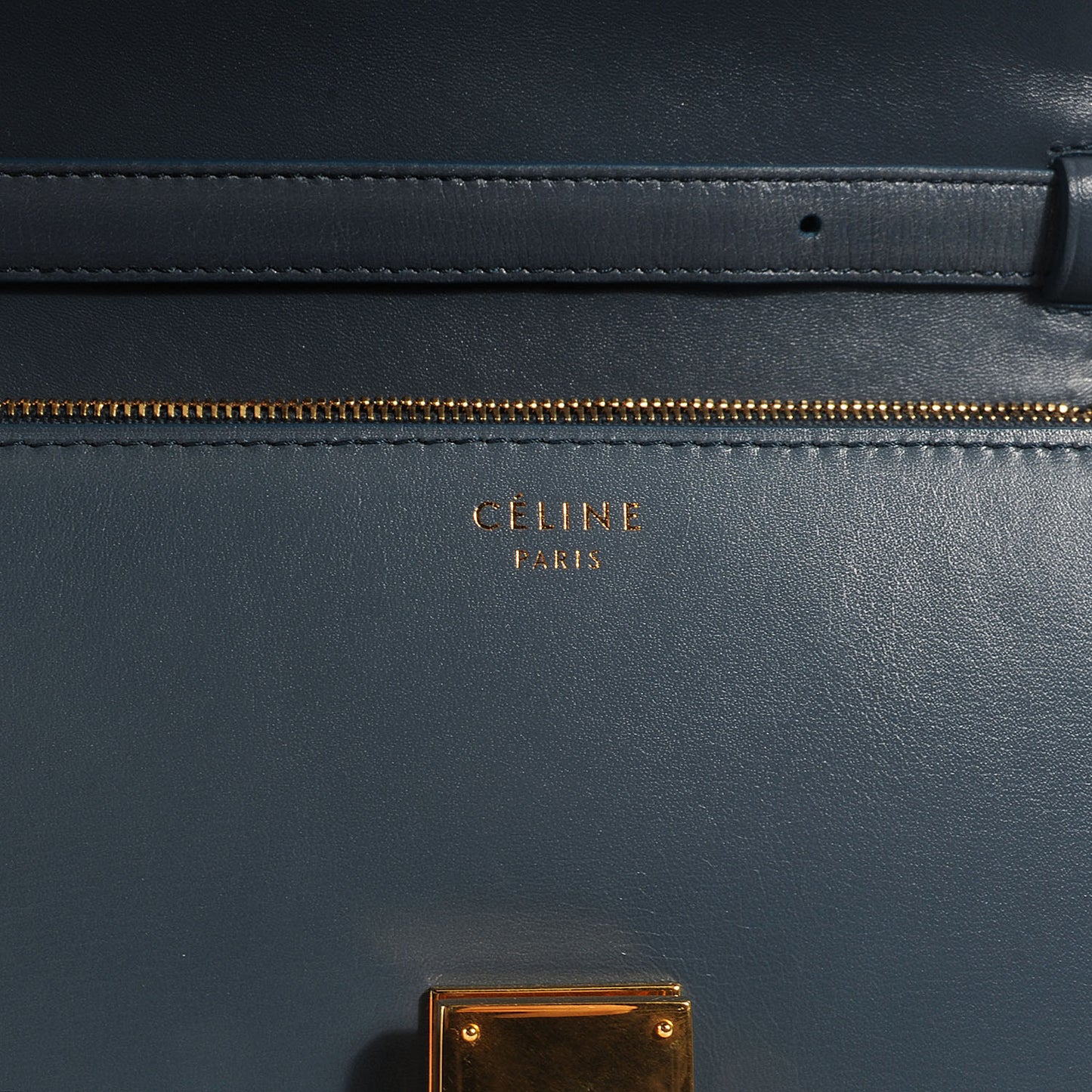 Leather Medium Classic Box Flap Bag Slate Blue