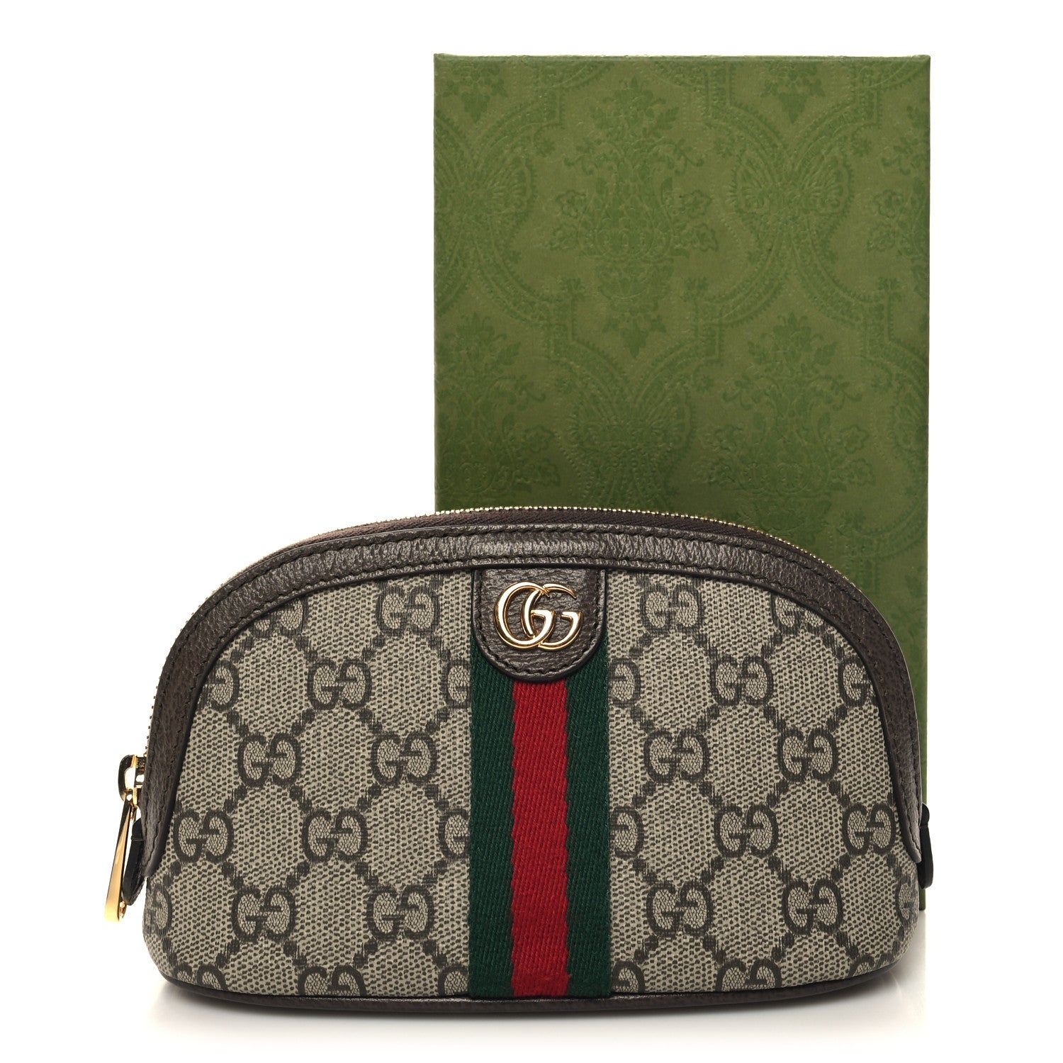 Gucci GG Supreme Monogram Textured Calfskin Web Medium Ophidia Cosmetic Case Beige Ebony New Acero 11 of 11