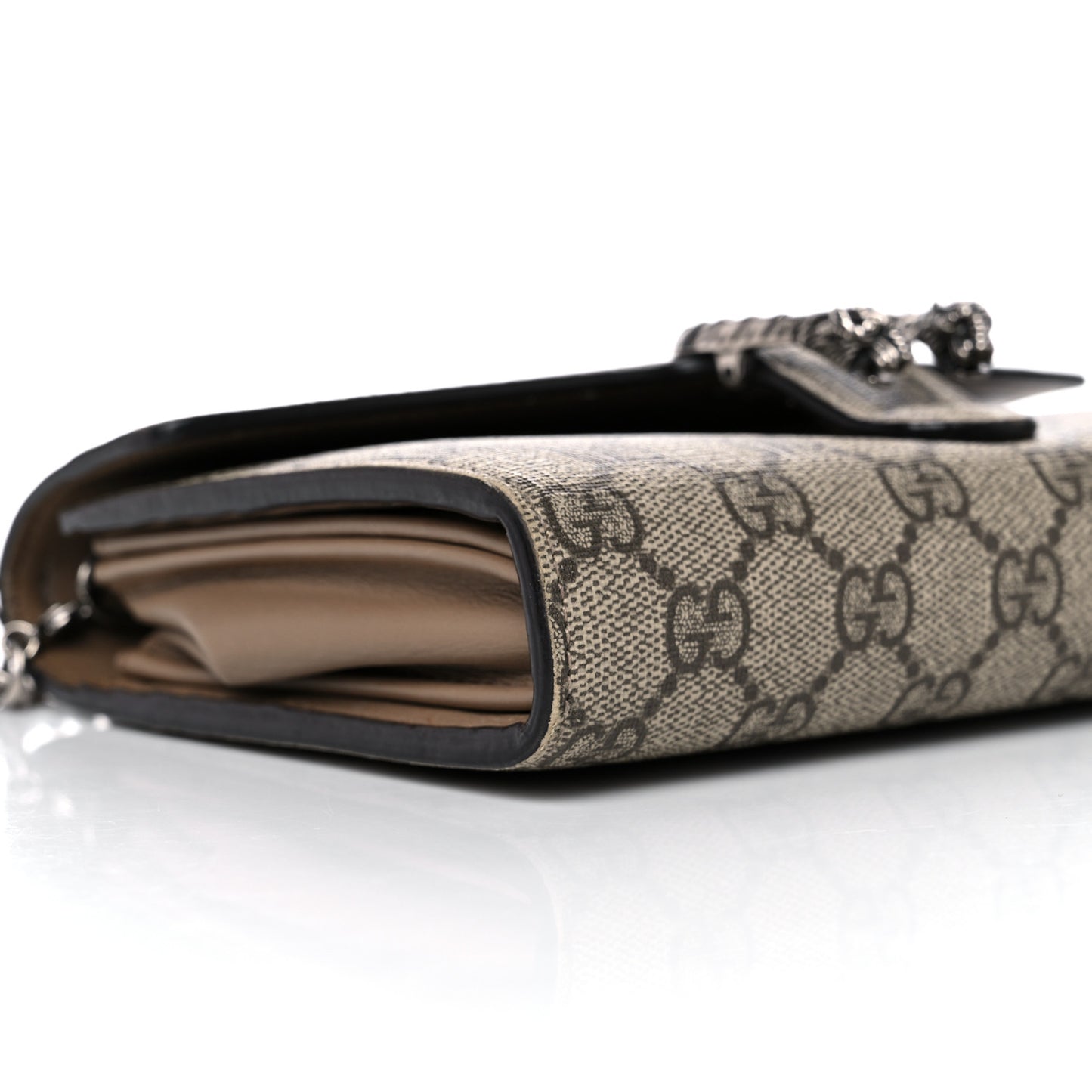 GG Supreme Monogram Mini Dionysus Chain Wallet Beige Taupe