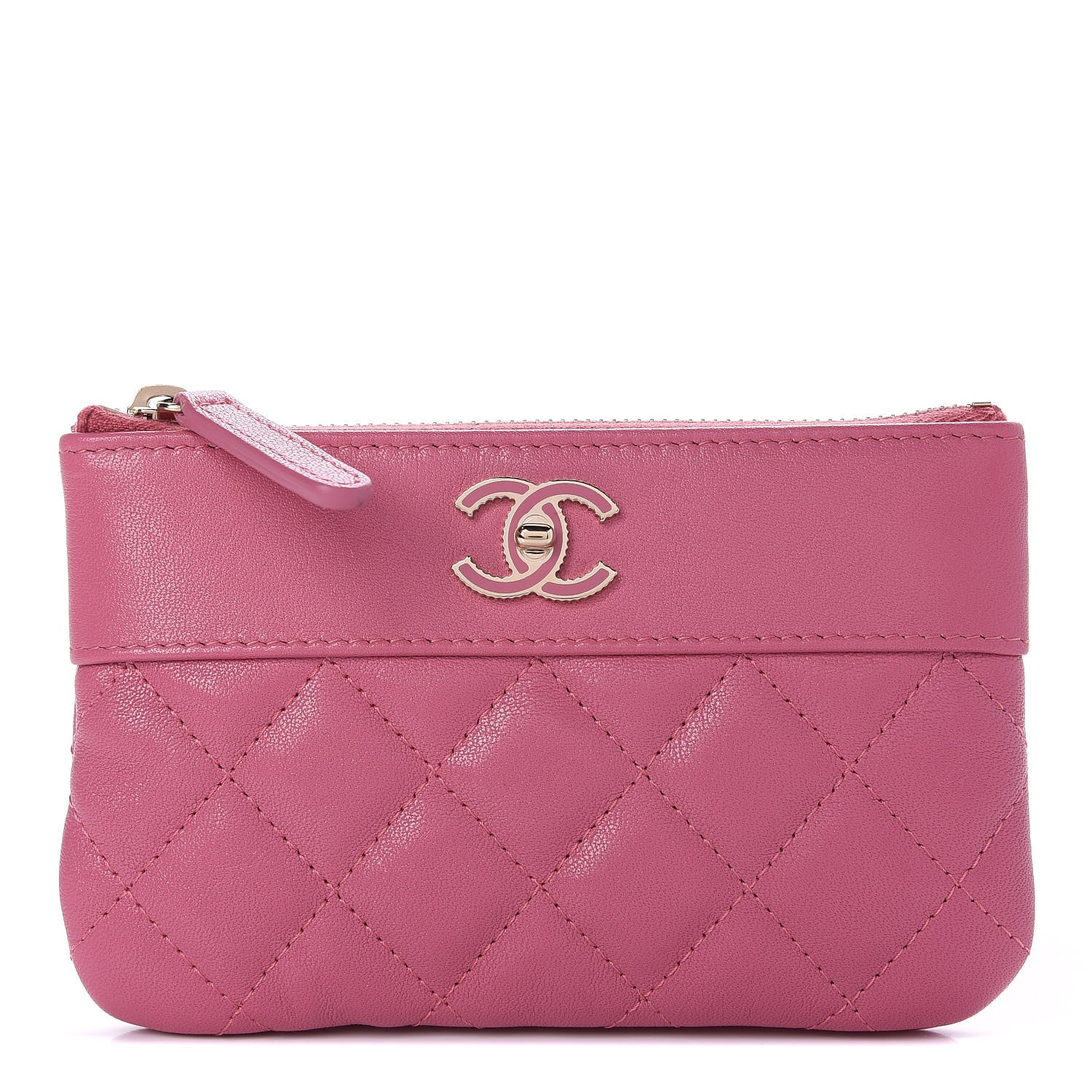Chanel Sheepskin Quilted Small Vintage Mademoiselle Cosmetic Case Dark Pink 1 of 11