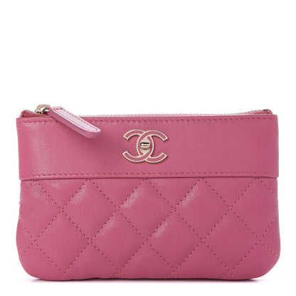 Chanel Sheepskin Quilted Small Vintage Mademoiselle Cosmetic Case Dark Pink 1 of 11
