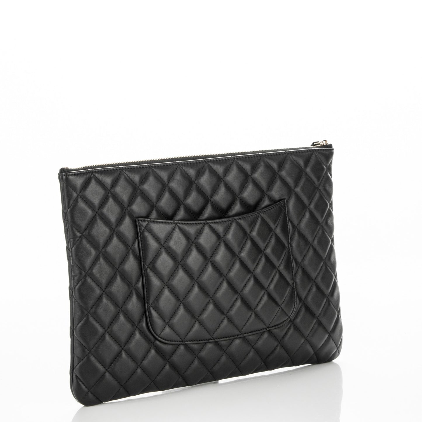 Lambskin Quilted Large Cosmetic Case Black