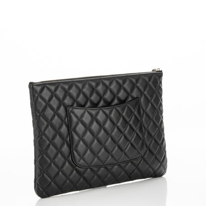Chanel Lambskin Quilted Large Cosmetic Case Black 3 of 6