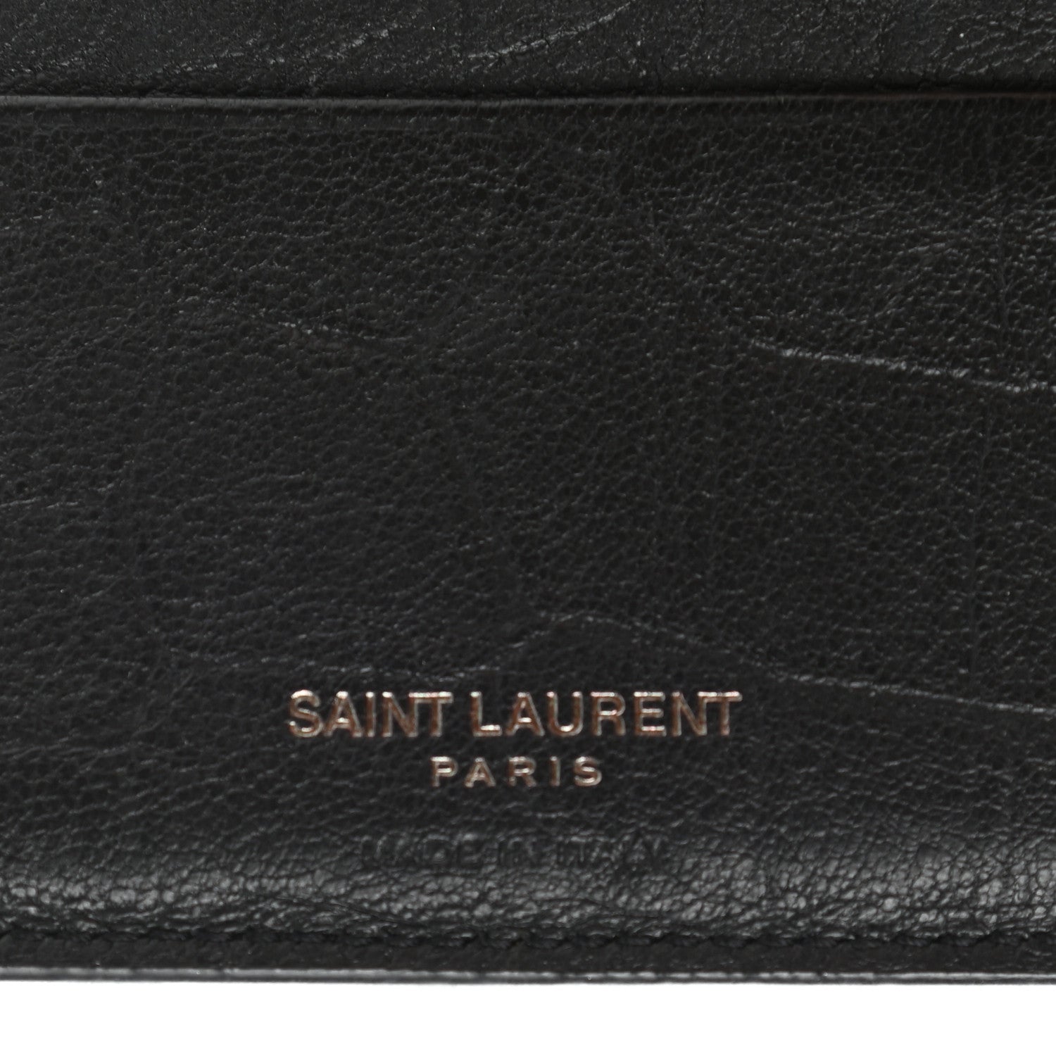 Saint Laurent Calfskin Crocodile Embossed Monogram Bifold Wallet Black 6 of 11