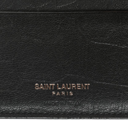 Saint Laurent Calfskin Crocodile Embossed Monogram Bifold Wallet Black 6 of 11