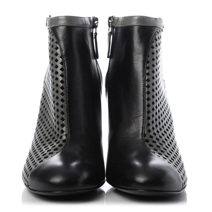 Chanel Perforated Goatskin CC Ankle Boots 39.5 Grey Black 3 of 9